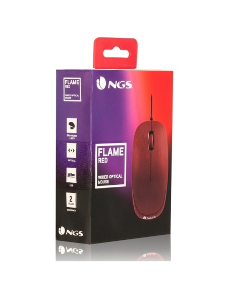 NGS Raton óptico Redflame 1000 Dpi Rojo