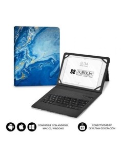 Funda con Teclado Subblim Keytab Pro Bluetooth para Tablets de 9'-11'/ Marmol Azul