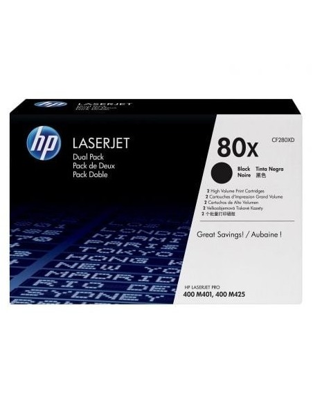 Tóner Original HP nº80X XL Alta Capacidad Multipack/ 2x Negro