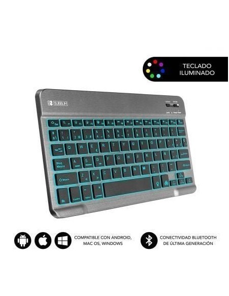 Teclado Compacto Inalámbrico por Bluetooth Subblim Smart Backlit/ Gris
