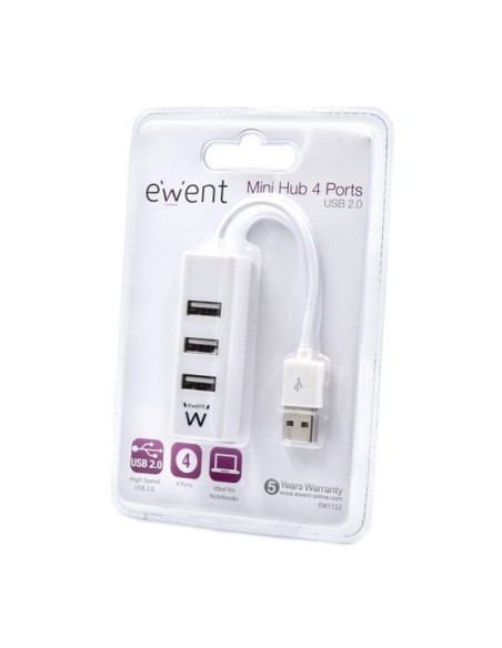 EWENT EW1122 MINI-HUB USB 4 PUERTOS BLANCO