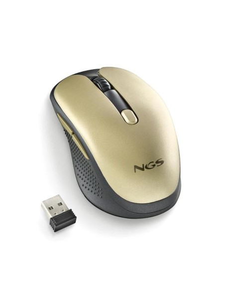 NGS Raton Inalambrico Recargable Silencioso Dorado