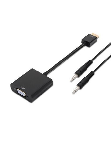 Conversor Aisens A122-0126/ HDMI Macho - VGA Hembra/ Jack 3.5 Hembra/ 10cm/ Negro