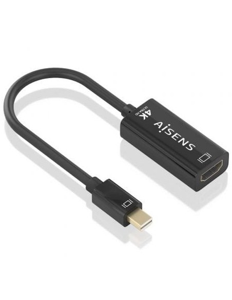Cable Conversor Aisens A125-0904/ Mini DisplayPort Macho - HDMI Hembra/ 15cm/ Negro