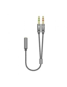 Cable Estéreo Aisens A128-0417/ Jack 3.5 Hembra - 2x Jack 3.5 Macho/ 25cm/ Gris