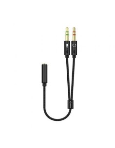 Cable Estéreo Aisens A128-0418/ Jack 3.5 Hembra - 2x Jack 3.5 Macho/ 25cm/ Negro