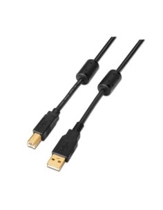 Cable USB 2.0 Impresora Aisens A101-0009/ USB Tipo-B Macho - USB Macho/ Hasta 2.5W/ 60Mbps/ 2m/ Negro