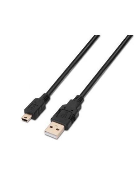 Cable USB 2.0 Aisens A101-0023/ USB Macho - USB Mini Macho/ Hasta 2.5W/ 60Mbps/ 50cm/ Negro