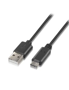 Cable USB 2.0 Tipo-C Aisens A107-0050/ USB Tipo-C Macho - USB Macho/ Hasta 9W/ 625Mbps/ 50cm/ Negro