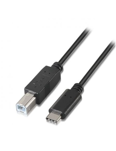 Cable USB 2.0 Impresora Aisens A107-0053/ USB Tipo-C Macho - USB Tipo-B Macho/ Hasta 9W/ 625Mbps/ 1m/ Negro