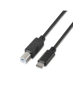 Cable USB 2.0  Impresora Aisens A107-0054/ USB Tipo-C Macho - USB Tipo-B Macho/ Hasta 9W/ 625Mbps/ 2m/ Negro