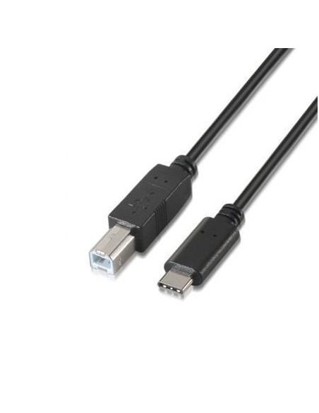 Cable USB 2.0  Impresora Aisens A107-0054/ USB Tipo-C Macho - USB Tipo-B Macho/ Hasta 9W/ 625Mbps/ 2m/ Negro