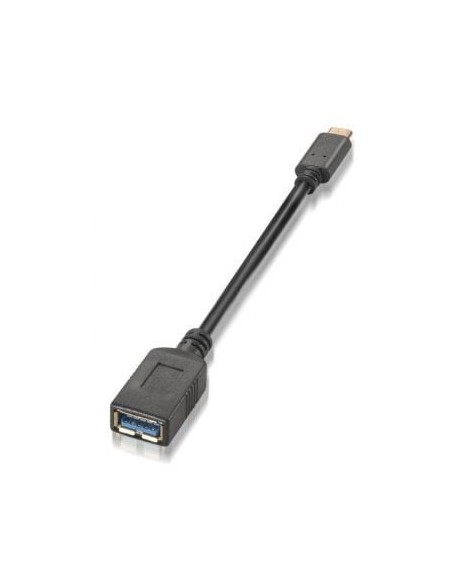Cable USB 3.1 Tipo-C Aisens A107-0062/ USB Tipo-C Macho - USB Hembra/ Hasta 27W/ 625Mbps/ 15cm/ Negro