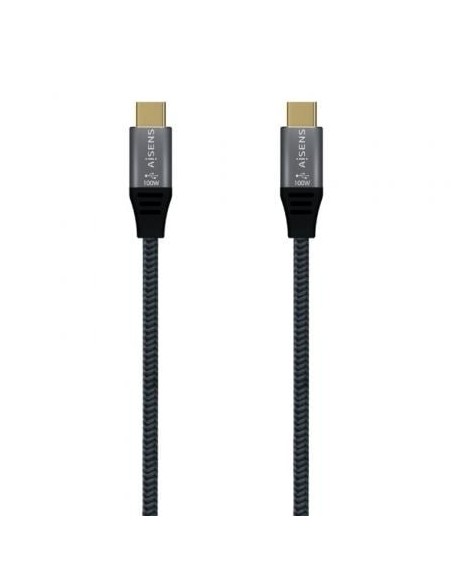 Cable USB 3.2 Tipo-C Aisens A107-0672 20GBPS 100W/ USB Tipo-C Macho - USB Tipo-C Macho/ Hasta 100W/ 2500Mbps/ 1.5m/ Gris