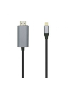 Cable Conversor Aisens A109-0393/ USB Tipo-C Macho - HDMI Macho/ Hasta 27W/ 1250Mbps/ 1.8m/ Negro