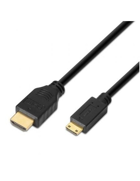 Cable HDMI Aisens A119-0114/ HDMI Macho - Mini HDMI Macho/ Hasta 10W/ 720Mbps/ 1.8m/ Negro
