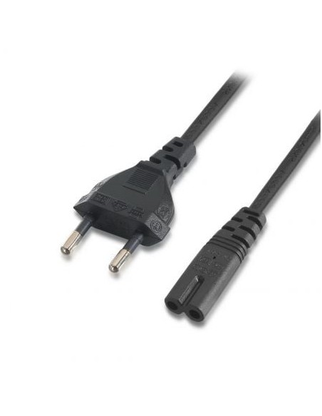Cable Alimentación Forma 8 Aisens A132-0173/ CEE7/16 Macho - C7 Hembra/ Hasta 1500W/ 1.5m/ Negro