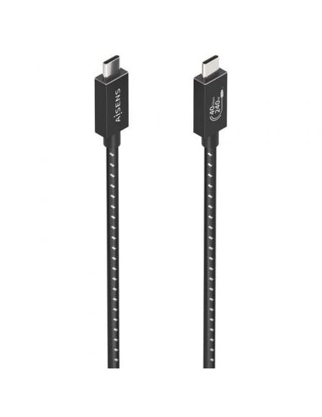 Cable USB 4.0 Tipo-C Aisens A156-0866/ USB Tipo-C Macho - USB Tipo-C Macho/ Hasta 240W/ 40Gbps/ 50cm/ Gris