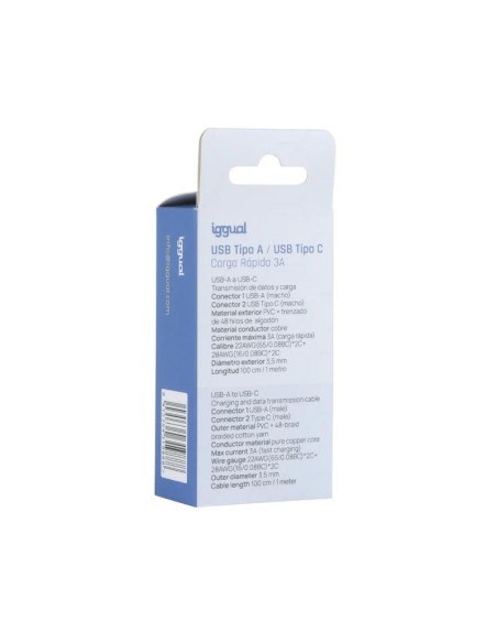 iggual Cable USB-A a tipo C 3A 100 cm trenzado