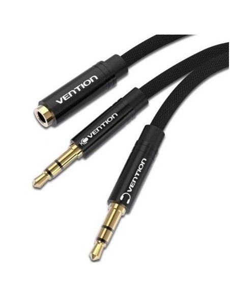 Cable Estéreo Vention BBLBF/ 2x Jack 3.5 Macho - Jack 3.5 Hembra/ 1m/ Negro