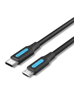 Cable USB 2.0 Tipo-C Vention COVBG/ USB Tipo-C Macho - MicroUSB Macho/ Hasta 10W/ 480Mbps/ 1.5m/ Negro