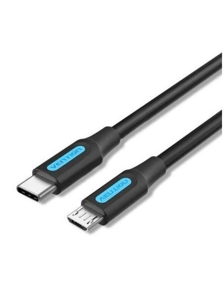Cable USB 2.0 Tipo-C Vention COVBG/ USB Tipo-C Macho - MicroUSB Macho/ Hasta 10W/ 480Mbps/ 1.5m/ Negro