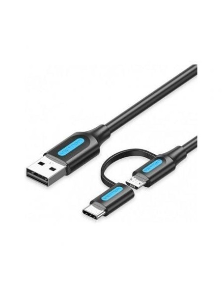 Cable USB 2.0 Vention CQDBF USB Macho - Micro USB Macho/ USB Tipo-C Macho/ 480Mbps/ 1m/ Negro