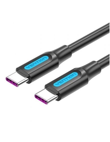 Cable USB 2.0 Tipo-C Vention COTBF/ USB Tipo-C Macho - USB Tipo-C Macho/ Hasta 100W/ 480Mbps/ 1m/ Negro