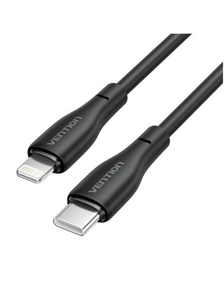 Cable USB Tipo-C Lightning Vention H28BF/ USB Tipo-C Macho - Lightning Macho/ 27W/ 480Mbps/ 1m/ Negro