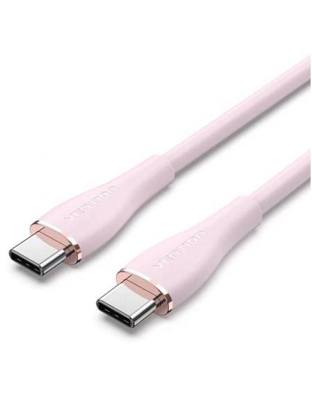 Cable USB 2.0 Tipo-C Vention TAWPF/ USB Tipo-C Macho - USB Tipo-C Macho/ Hasta 100W/ 480Mbps/ 1m/ Rosa