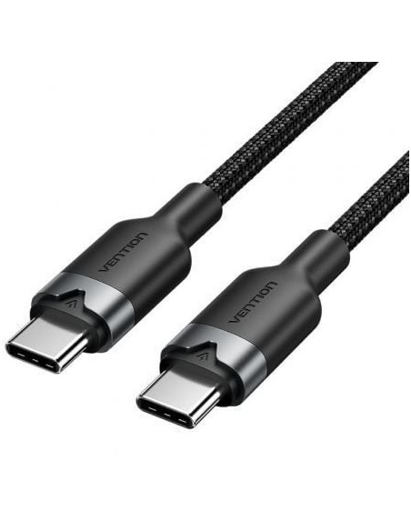 Cable USB 2.0 Tipo-C 3A Vention TRDBH/ USB Tipo-C Macho - USB Tipo-C Macho/ Hasta 60W/ 480Mbps/ 2m/ Negro