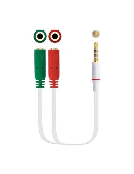 Cable Estéreo Nanocable 10.24.1201/ Jack 3.5 Macho - 2x Jack 3.5 Hembra/ 20cm/ Blanco