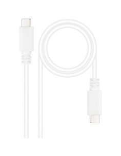 Cable USB 2.0 Tipo-C Nanocable 10.01.2301-W/ USB Tipo-C Macho - USB Tipo-C Macho/ 480Mbps/ 1m/ Blanco