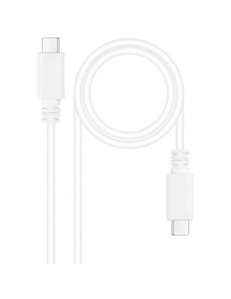 Cable USB 2.0 Tipo-C Nanocable 10.01.2301-W/ USB Tipo-C Macho - USB Tipo-C Macho/ 480Mbps/ 1m/ Blanco