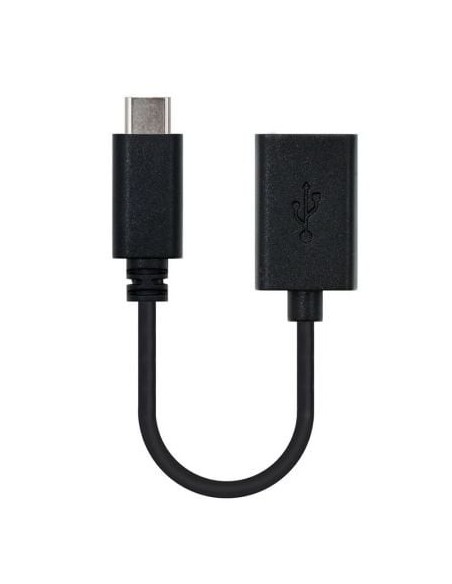 Cable USB 2.0 Tipo-C Nanocable 10.01.2400/ USB Tipo-C Macho - USB Hembra/ 15cm/ Negro