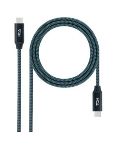 Cable USB 3.2 Tipo-C Nanocable 10.01.4301-L150-COMB/ USB Tipo-C Macho - USB Tipo-C Macho/ Hasta 100W/ 1.5m/ Gris y Negro