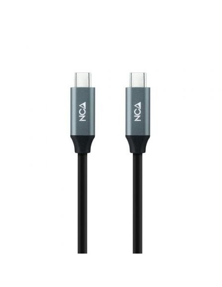 Cable USB 3.2 Nanocable 10.01.4302/ USB Tipo-C Macho - USB Tipo-C Macho/ Hasta 100W/ 2m/ Gris y Negro