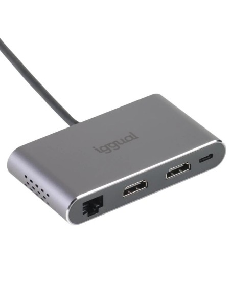 iggual Hub C 8 en 1 2xHDMI 2xUSB 2xSD RJ45 PD100W