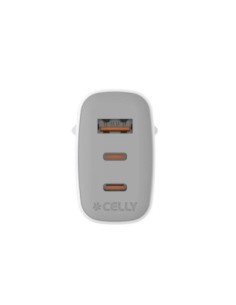 Celly Cargador Gan 1Usb 2Usb-C 65w WH 2