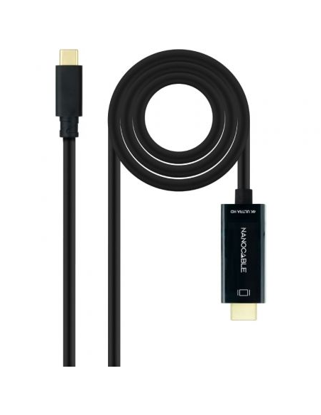 Cable Conversor Nanocable 10.15.5105/ USB Tipo-C Macho - HDMI Macho/ 5m/ Negro