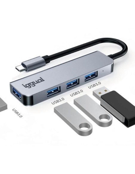 iggual Hub USB 3.0 tipo C x 4 puertos USB-A 3.0