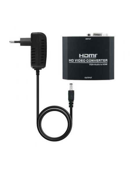 Conversor Nanocable 10.16.2101-BK/ HDMI Hembra - VGA Hembra/ Jack 3.5 Hembra/ 15cm/ Negro