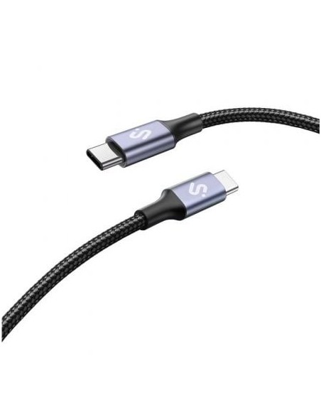 Cable USB 2.0 Tipo-C Subblim Plus/ USB Tipo-C Macho - USB Tipo-C Macho/ Hasta 100W/ 480Mbps/ 2m/ Negro