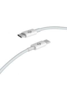 Cable USB 2.0 Tipo-C Subblim Cable Plus/ USB Tipo-C Macho - USB Tipo-C Macho/ Hasta 100W/ 480Mbps/ 1m/ Blanco