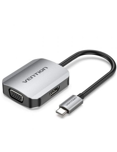 Conversor Vention TDIHB/ USB Tipo-C Macho/ VGA Hembra - HDMI Hembra/ 15cm/ Plata
