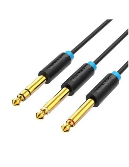 Cable Estéreo Vention BATBH/ Jack 6.35 Macho - 2x Jack 6.35 Macho/ 2m/ Negro