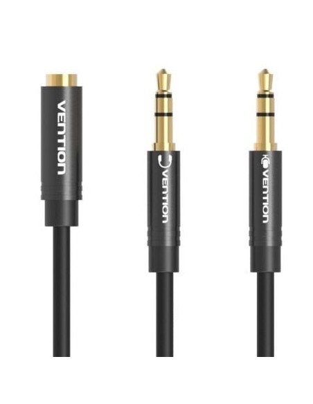 Cable Estéreo Vention BBOBY/ 2x Jack 3.5 Macho - Jack 3.5 Hembra/ 30cm/ Negro
