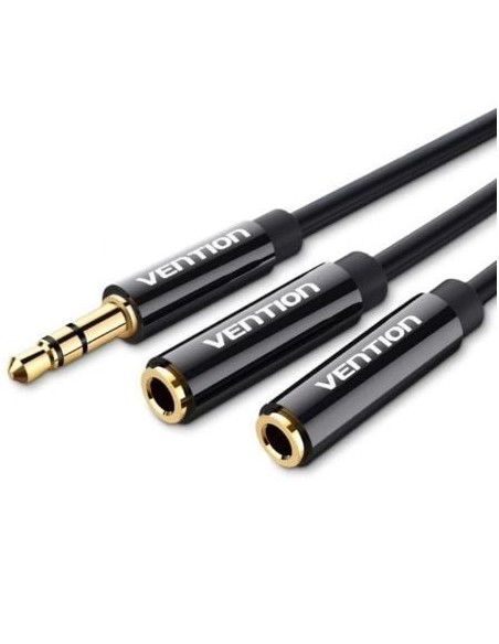 Cable Estéreo Vention BBSBY/ Jack 3.5 Macho - 2x Jack 3.5 Hembra/ 30cm/ Negro