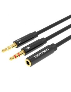 Cable Estéreo Vention BBTBY/ 2x Jack 3.5 Macho - Jack 3.5 Hembra/ 30cm/ Negro