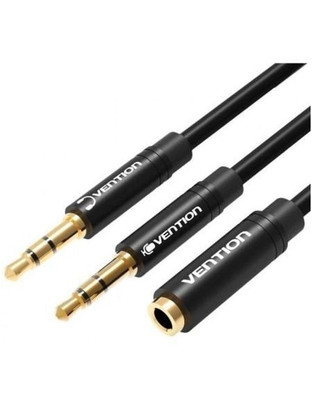 Cable Estéreo Vention BBUBY/ 2x Jack 3.5 Macho - Jack 3.5 Hembra/ 30cm/ Negro